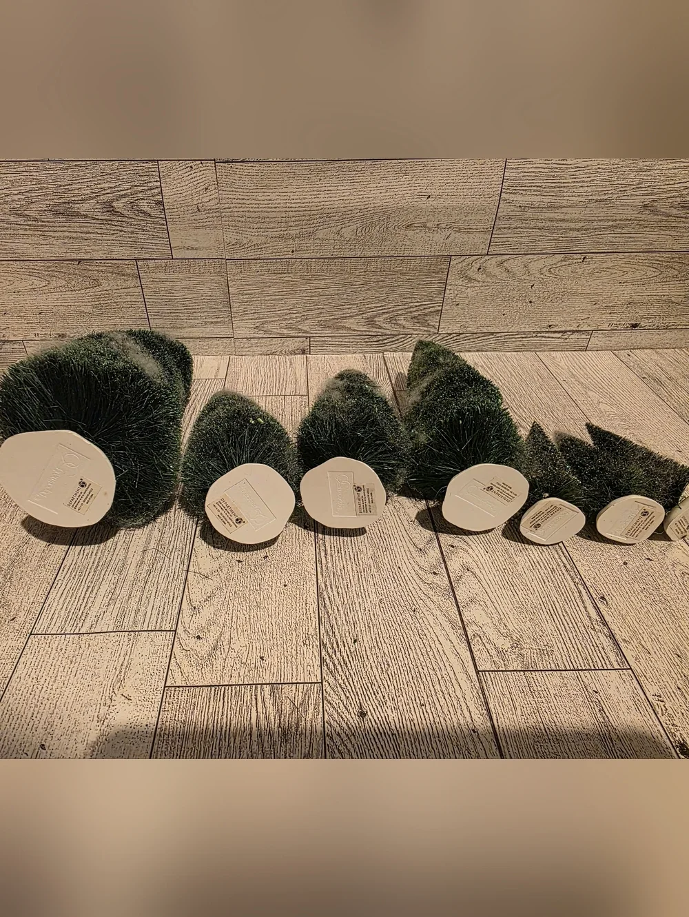 Department 56 Decorative Green Bottle Brush Holiday Trees - Set of 7 - Picture 2 of 2